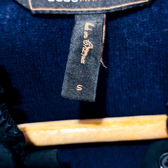 BCBGMAXAZRIA Navy Black Silk Ruffle Long Sleeve Dress | Small * - Picture 4 of 8